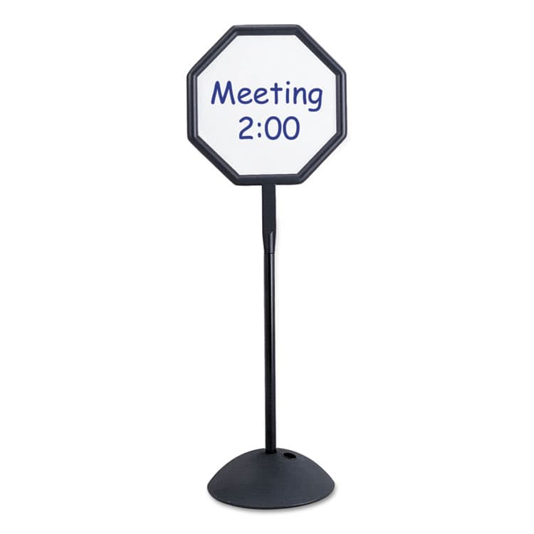 SAFCO PRODUCTS WriteWay Two-Sided Dry Erase Standing Message Sign, White 18" x 18" Octagon Surface, Black Frame, 18" x 18" x 65" (SAF4118BL) thumbnail 2