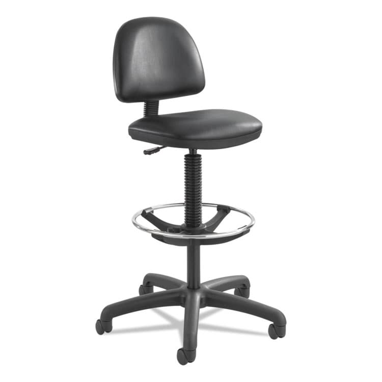 SAFCO PRODUCTS Precision Extended-Height Swivel Stool, Adjustable Footring, Supports 250 lb, 23" to 33" Seat Height, Black Vinyl, Black Base (SAF3406BL)