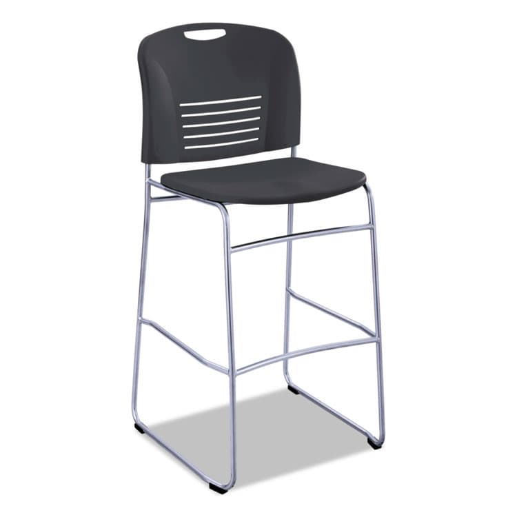 SAFCO PRODUCTS Vy Sled Base Bistro Chair, Supports Up to 350 lb, 30.5" Seat Height, Black Seat, Black Back, Silver Base (SAF4295BL)