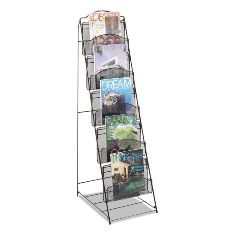 SAFCO PRODUCTS Onyx Magazine Floor Rack, 12.5w x 18.5d x 46h, Black (SAF6461BL)