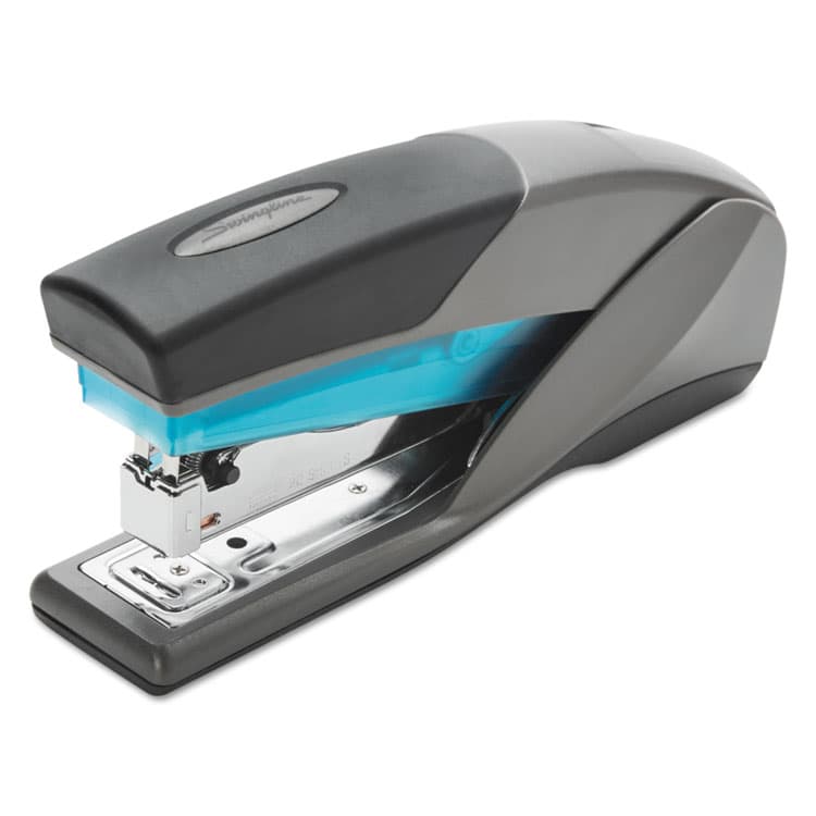 ACCO BRANDS, . Optima 25 Reduced Effort Stapler, 25-Sheet Capacity, Slate Gray/Blue (SWI66404)