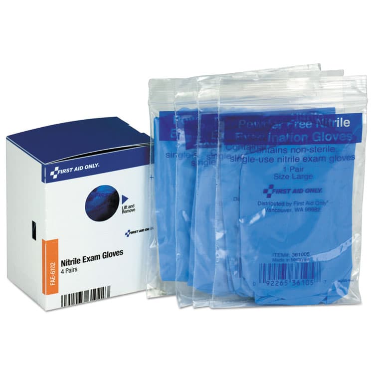FIRST AID ONLY, . Refill for SmartCompliance General Business Cabinet, Nitrile Exam Gloves, 4 Pair/Box (FAOFAE6102)