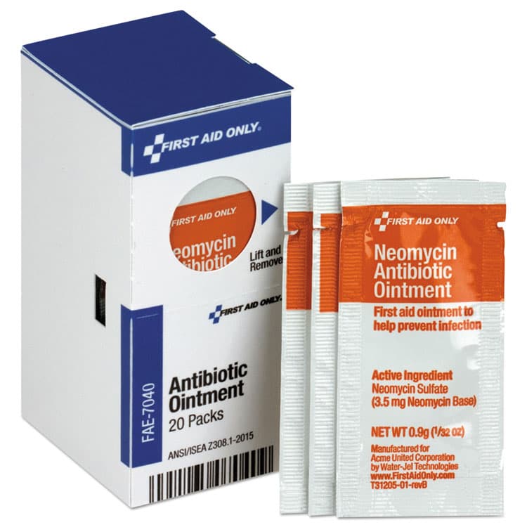 FIRST AID ONLY, . Refill for SmartCompliance General Business Cabinet, Antibiotic Ointment, 0.9 g Packet, 20/Box (FAOFAE7040)