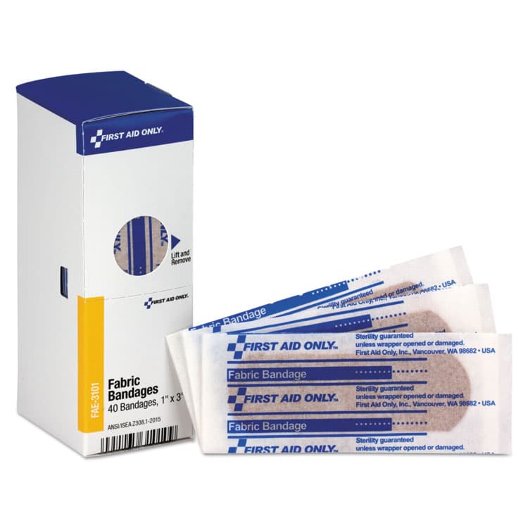 FIRST AID ONLY, . Refill for SmartCompliance General Business Cabinet, Fabric Bandages, 1 x 3, 40/Box (FAOFAE3101)
