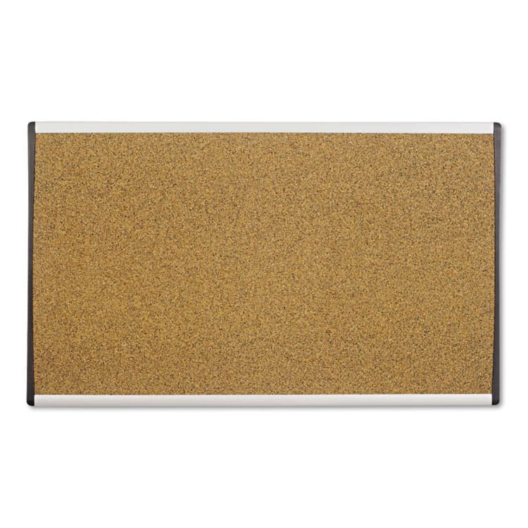QUARTET MFG. ARC Frame Cubicle Board, Cork Bulletin, 30" x 18", Tan Surface, Satin Aluminum Frame (QRTARCB3018)