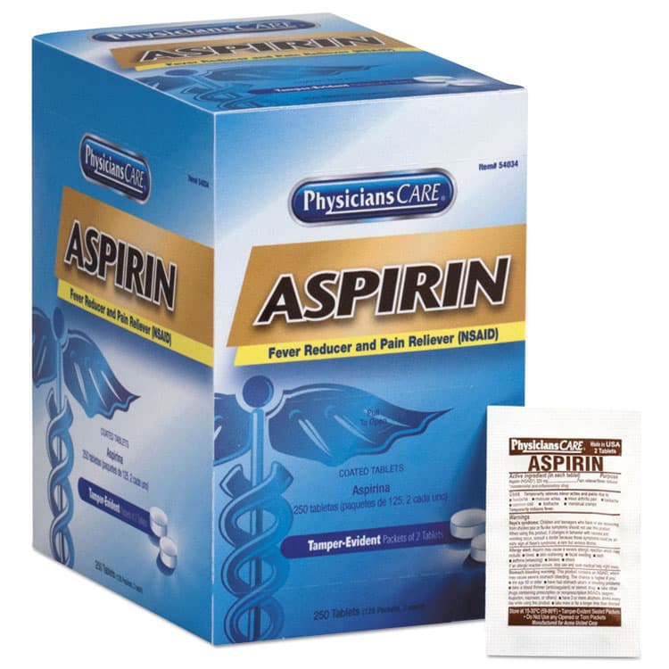 ACME UNITED CORPORATION Aspirin Tablets, 250/Box (FAO54034)