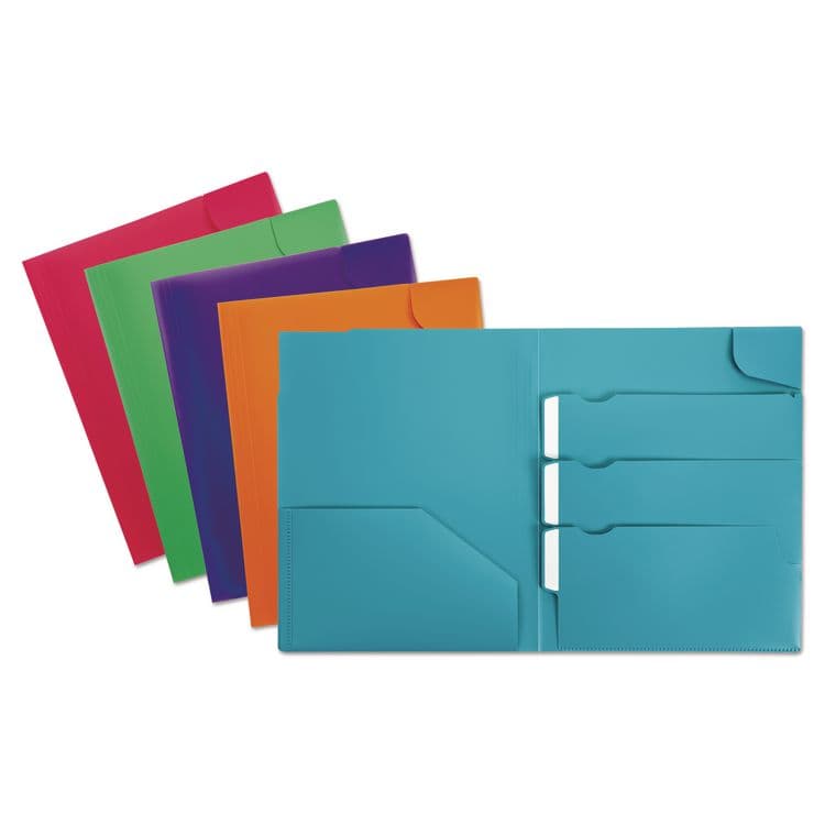 TOPS BUSINESS FORMS Divide It Up Four-Pocket Poly Folder, Accommodates (110) 11 x 8.5 Sheets, Randomly Assorted Colors (OXF99837)
