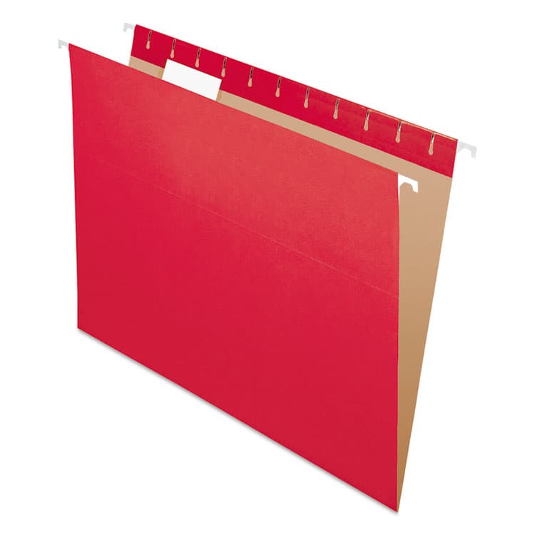 TOPS BUSINESS FORMS Colored Hanging Folders, Letter Size, 1/5-Cut Tabs, Red, 25/Box (PFX81608)