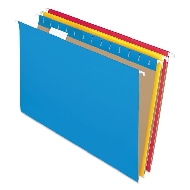 TOPS BUSINESS FORMS Colored Hanging Folders, Legal Size, 1/5-Cut Tabs, Assorted Colors, 25/Box (PFX81632)