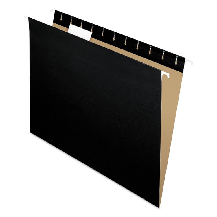 TOPS BUSINESS FORMS Colored Hanging Folders, Letter Size, 1/5-Cut Tabs, Black, 25/Box (PFX81605)