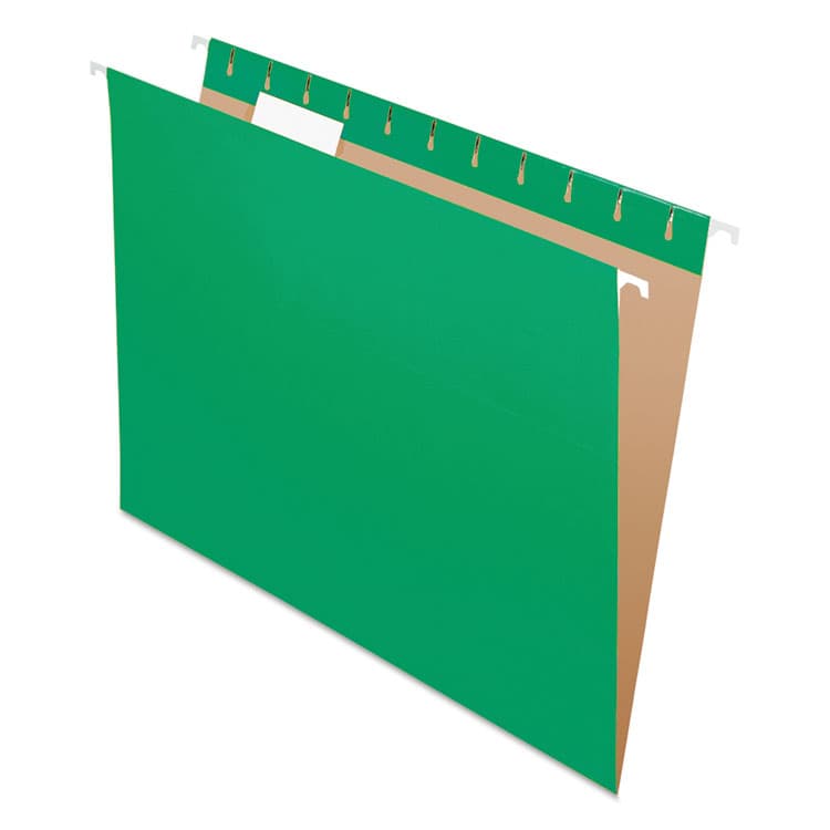 TOPS BUSINESS FORMS Colored Hanging Folders, Letter Size, 1/5-Cut Tabs, Bright Green, 25/Box (PFX81610)