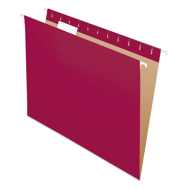 TOPS BUSINESS FORMS Colored Hanging Folders, Letter Size, 1/5-Cut Tabs, Burgundy, 25/Box (PFX81613)