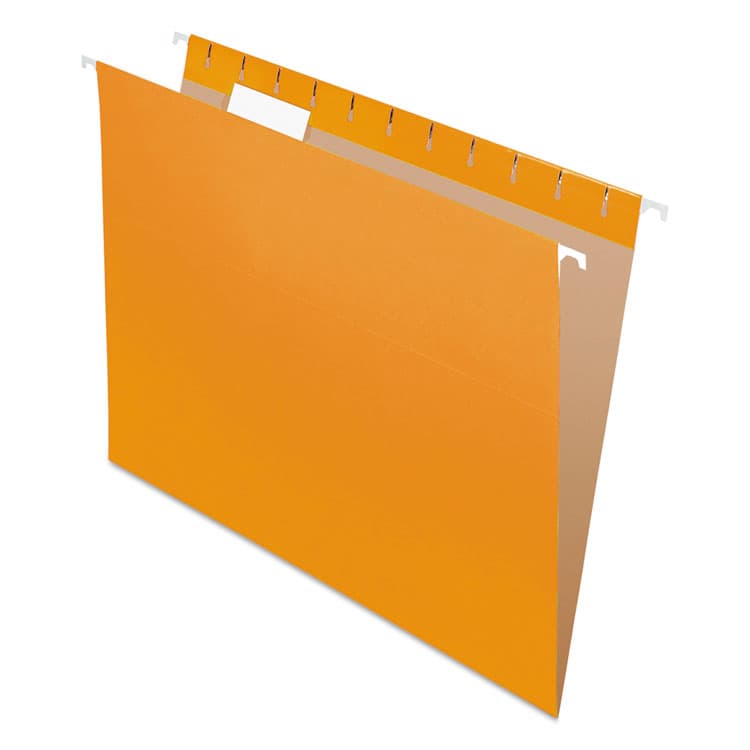 TOPS BUSINESS FORMS Colored Hanging Folders, Letter Size, 1/5-Cut Tabs, Orange, 25/Box (PFX81607)