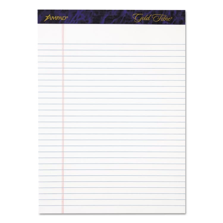 AMPAD/DIV. OF AMERCN PD&PPR Gold Fibre Writing Pads, Wide/Legal Rule, (50) White 8.5 x 11 Sheets, 4/Pack (TOP20031)