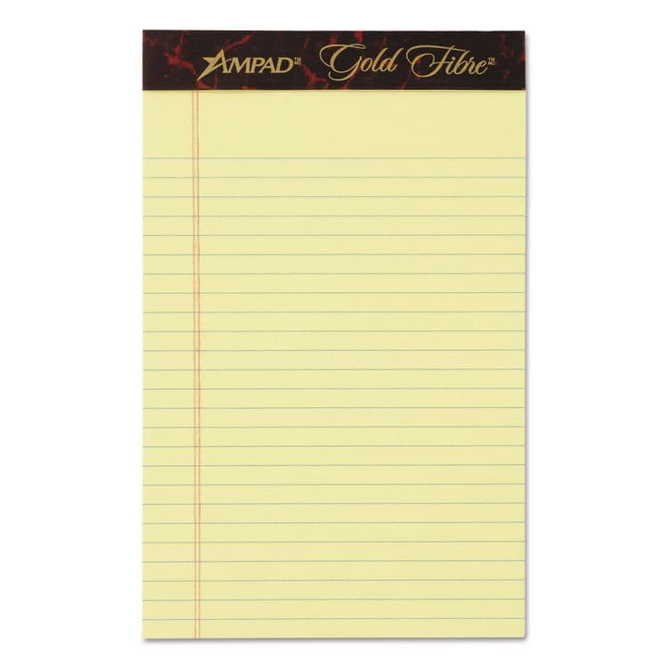AMPAD/DIV. OF AMERCN PD&PPR Gold Fibre Quality Writing Pads, Medium/College Rule, (50) Canary Yellow 5 x 8 Sheets, Dozen (TOP20004)