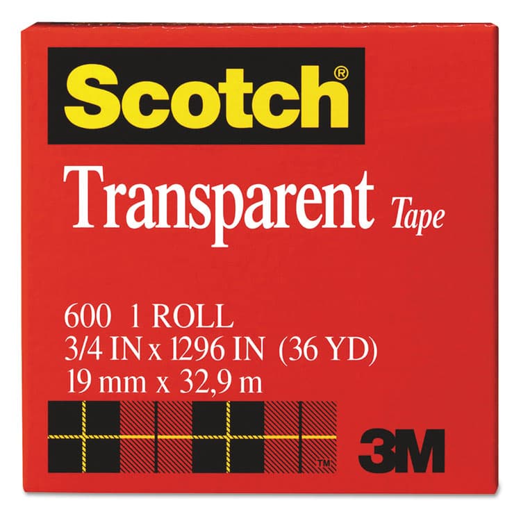 3M/COMMERCIAL TAPE DIV. Transparent Tape, 1" Core, 0.75" x 36 yds, Transparent (MMM600341296)