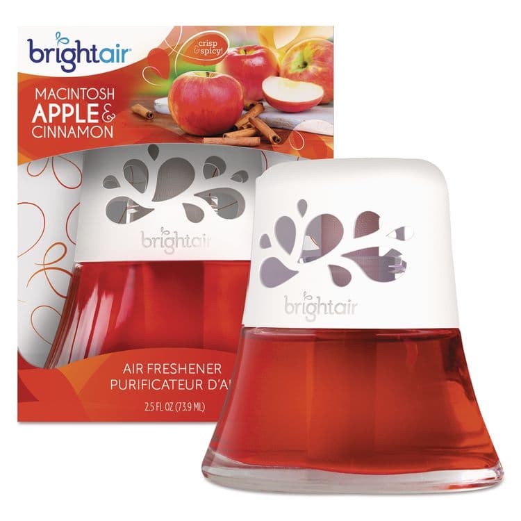 BRIGHT AIR Scented Oil Air Freshener, Macintosh Apple and Cinnamon, Red, 2.5 oz, 6/Carton (BRI900022CT)