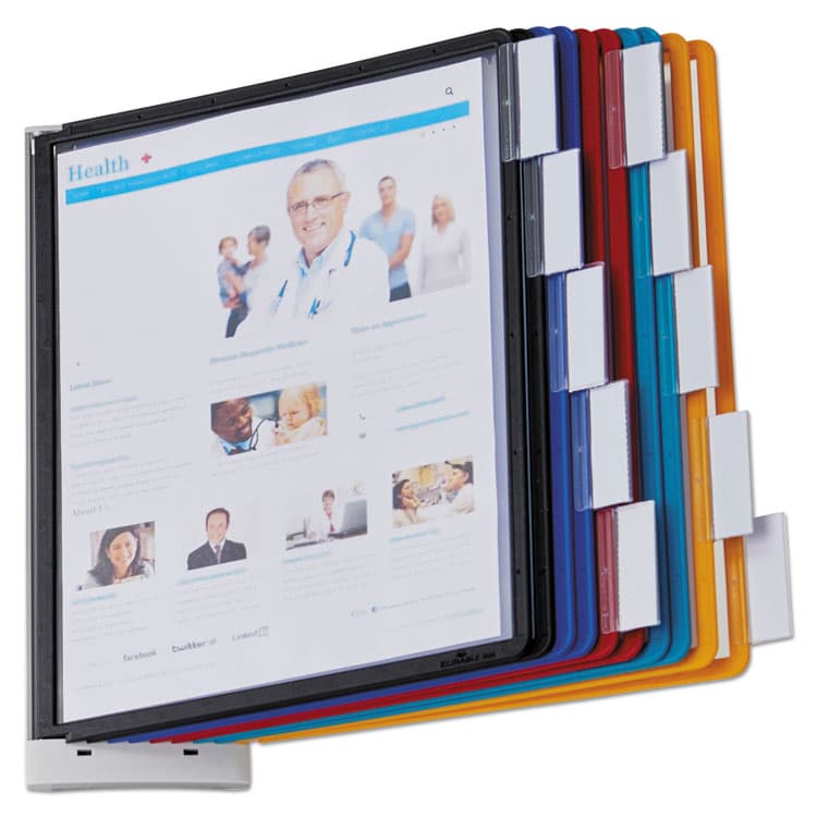 DURABLE OFFICE PRODUCTS CORP. Sherpa Wall-Mount Reference System, 10 Gray Panels, Letter, Assorted Borders (DBL554100) thumbnail 2