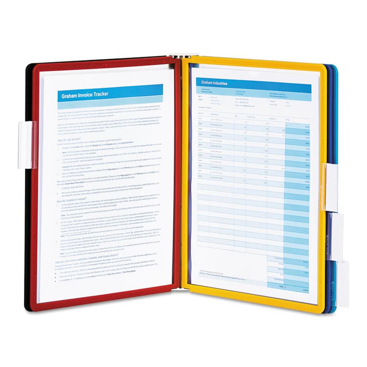 DURABLE OFFICE PRODUCTS CORP. VARIO Magnetic Wall Reference System, 5 Panels, 10 Pockets, Assorted Borders (DBL576200)