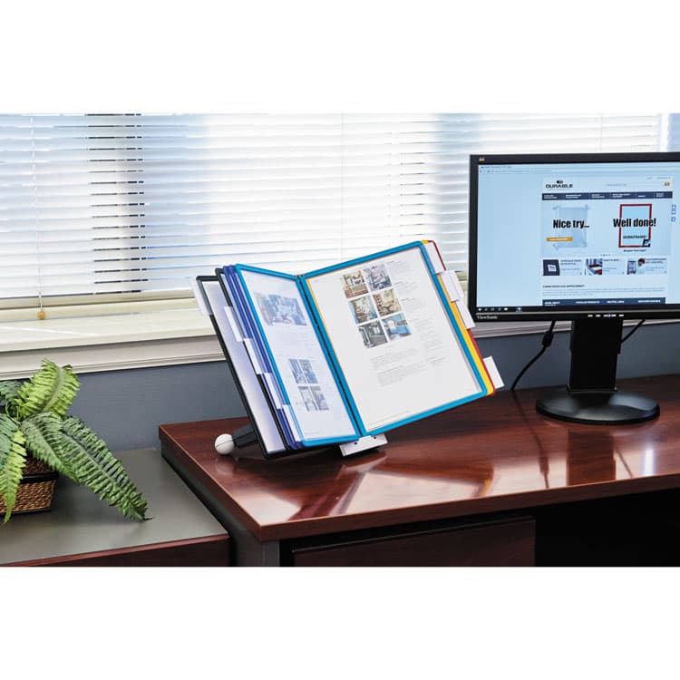 DURABLE OFFICE PRODUCTS CORP. SHERPA Desk Reference System, 10 Panels, 10 x 5.63 x 13.88, Assorted Borders (DBL554200) thumbnail 3