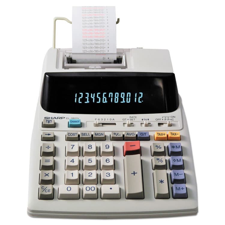 SHARP ELECTRONICS EL-1801V Two-Color Printing Calculator, Black/Red Print, 2.1 Lines/Sec (SHREL1801V)