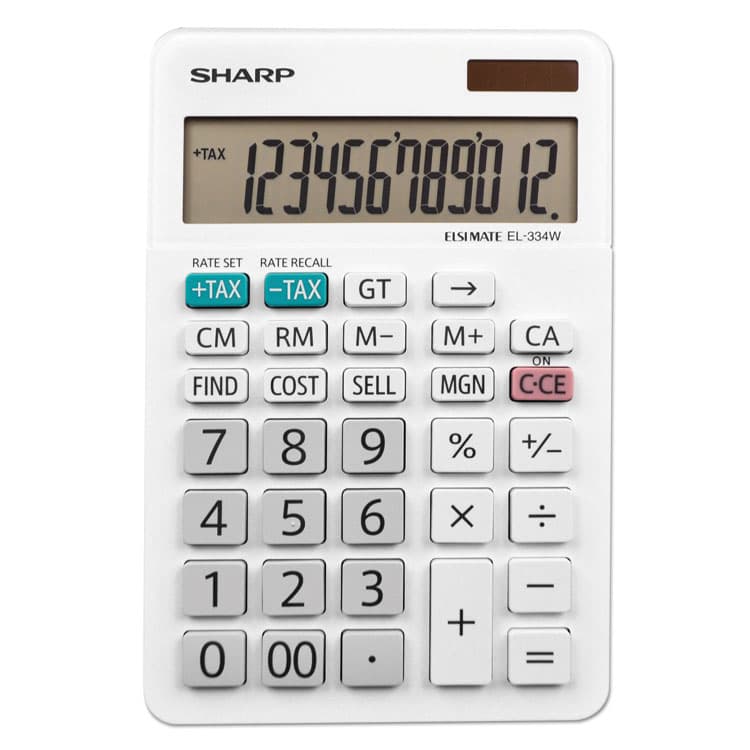 SHARP ELECTRONICS EL-334W Large Desktop Calculator, 12-Digit LCD (SHREL334W)
