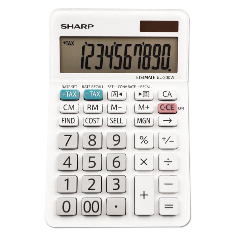 SHARP ELECTRONICS EL-330WB Desktop Calculator, 10-Digit LCD (SHREL330WB)