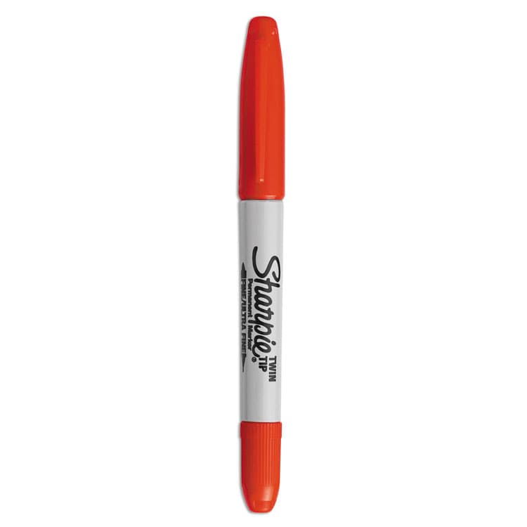 SANFORD Twin-Tip Permanent Marker, Extra-Fine/Fine Bullet Tips, Red, Dozen (SAN32002) thumbnail 2
