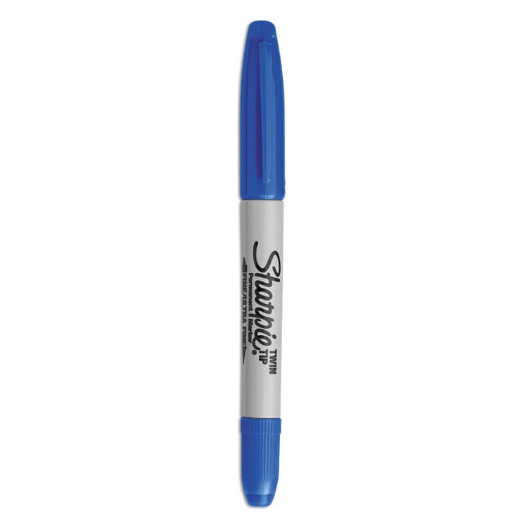 SANFORD Twin-Tip Permanent Marker, Extra-Fine/Fine Bullet Tips, Blue, Dozen (SAN32003) thumbnail 3