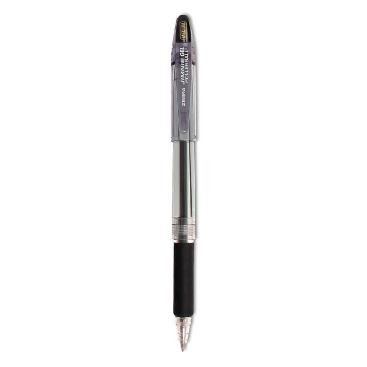 ZEBRA PEN CORP. Jimnie Gel Pen, Stick, Medium 0.7 mm, Black Ink, Clear/Black Barrel, 12/Pack (ZEB44110) thumbnail 2