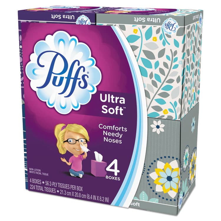PROCTER & GAMBLE Ultra Soft Facial Tissue, 2-Ply, White, 56 Sheets/Box, 4 Boxes/Pack, 6 Packs/Carton (PGC35295)