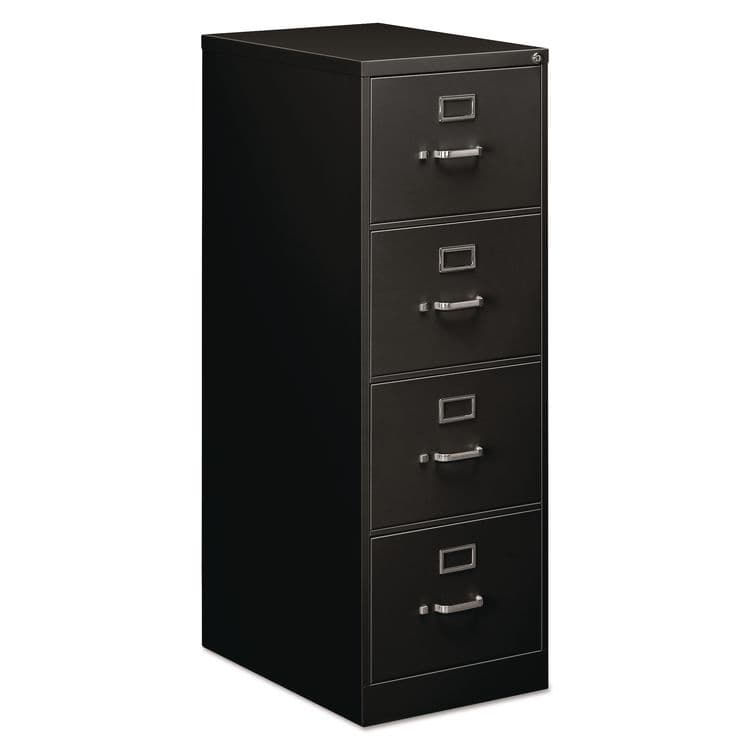 ALERA Economy Vertical File, 4 Legal-Size File Drawers, Black, 18" x 25" x 52" (ALEHVF1952BL)