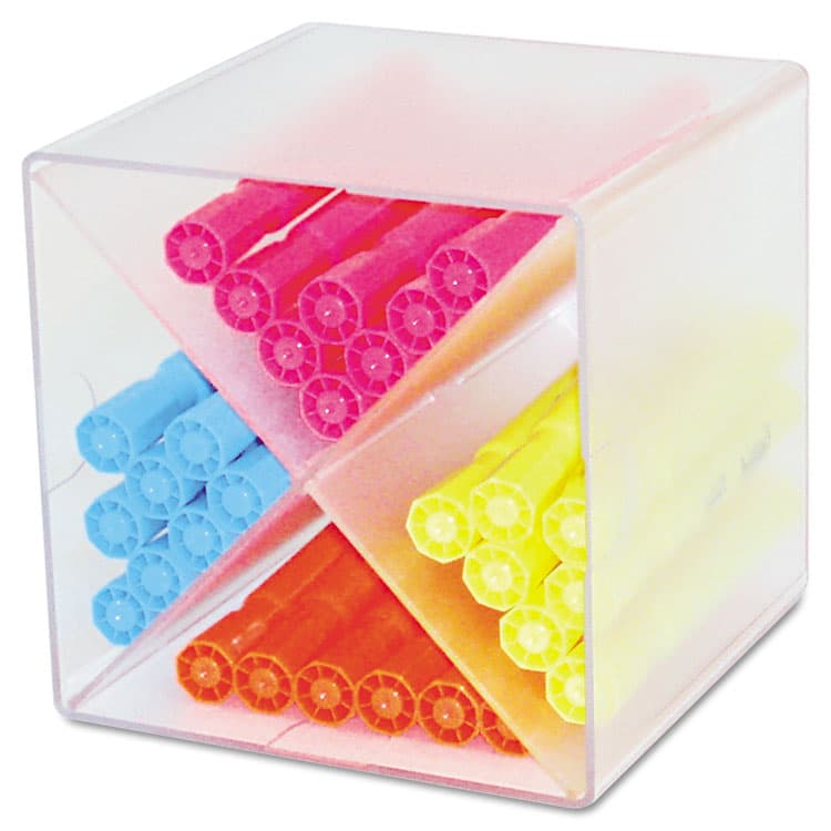 DEFLECTO CORPORATION Stackable Cube Organizer, X Divider, 4 Compartments, Plastic, 6 x 7.2 x 6, Clear (DEF350201) thumbnail 2