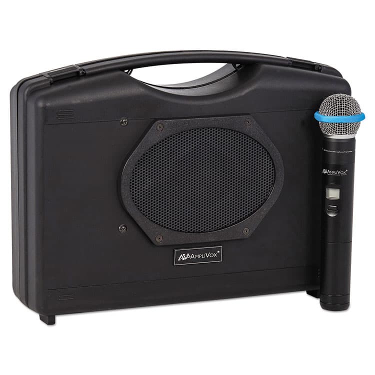 AMPLIVOX PORTABLE SOUND SYS. Bluetooth Audio Portable Buddy with Wireless Handheld Mic, 50 W, Black (APLSW223A)