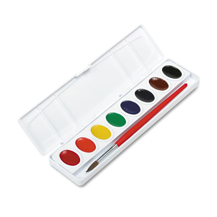 DIXON TICONDEROGA CO. Professional Watercolors, 8 Assorted Colors, Oval Pan Palette Tray (DIX00800)