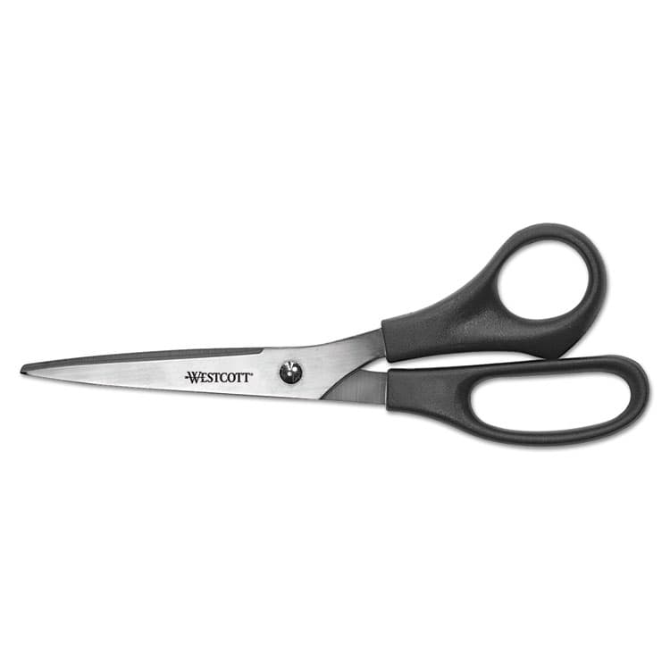 ACME UNITED CORPORATION All Purpose Stainless Steel Scissors, 8" Long, 3.5" Cut Length, Offset Black Handle, 3/Pack (ACM16907)