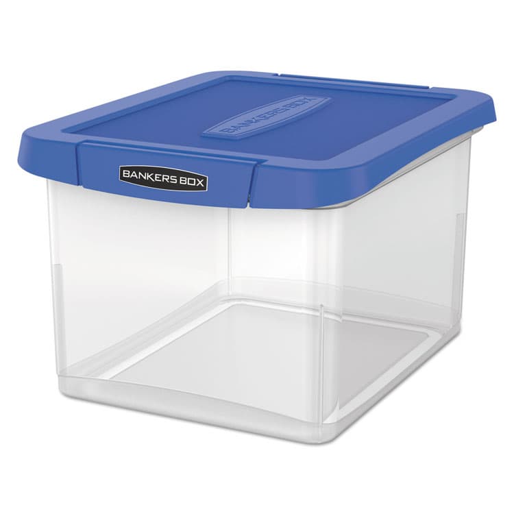 FELLOWES MFG. CO. Heavy Duty Plastic File Storage, Letter/Legal Files, 14" x 17.38" x 10.5", Clear/Blue (FEL0086201)
