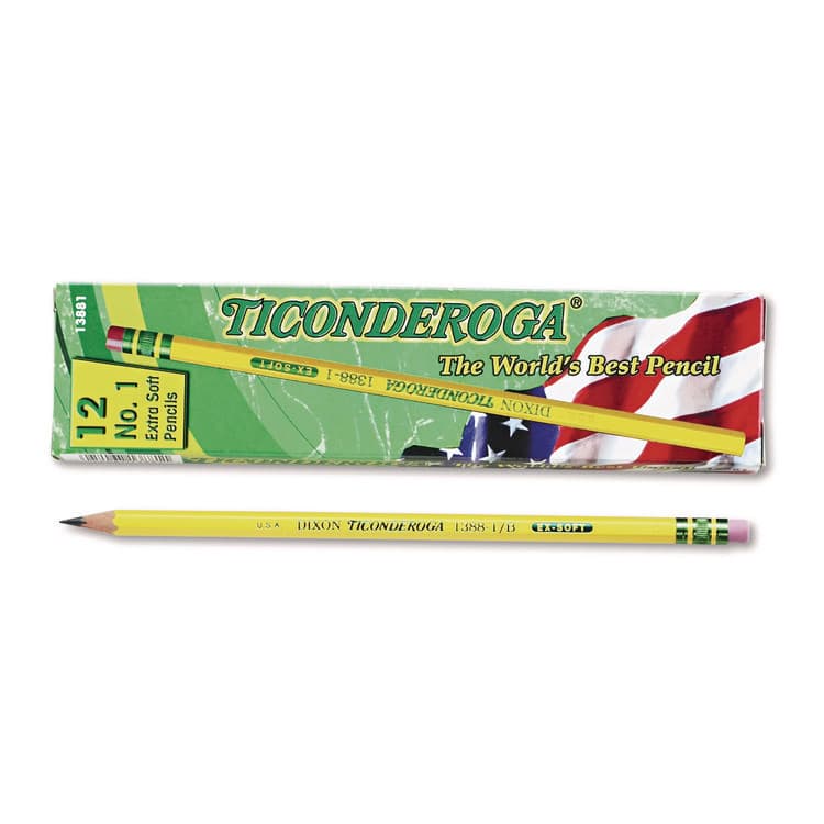 DIXON TICONDEROGA CO. Pencils, B (#1), Black Lead, Yellow Barrel, Dozen (DIX13881)