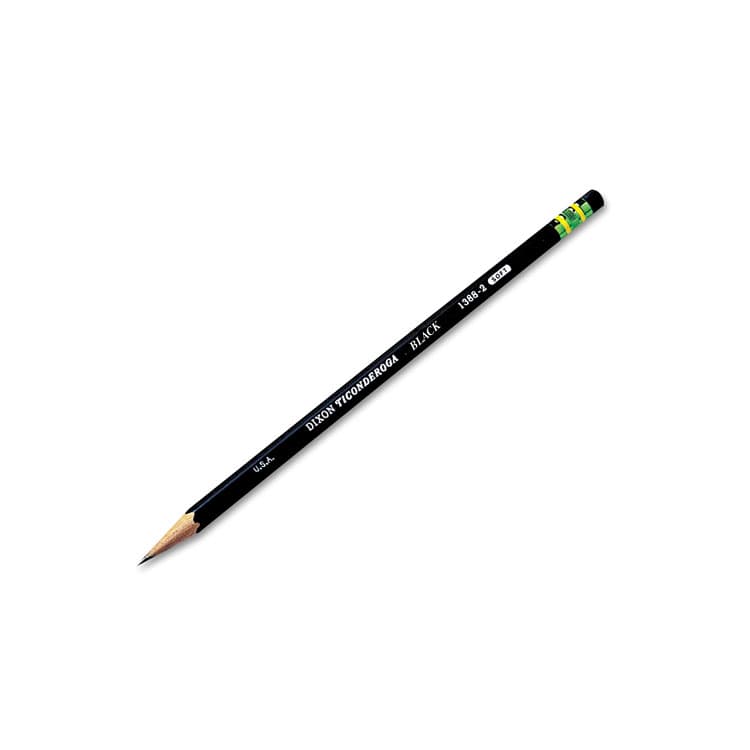 DIXON TICONDEROGA CO. Pencils, HB (#2), Black Lead, Black Barrel, Dozen (DIX13953) thumbnail 3