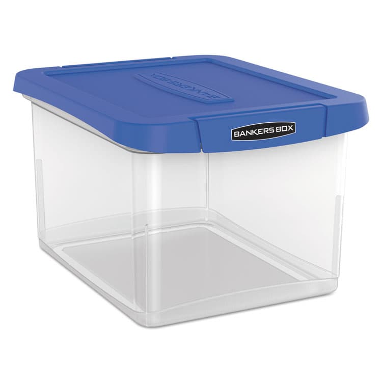 FELLOWES MFG. CO. Heavy Duty Plastic File Storage, Letter/Legal Files, 14" x 17.38" x 10.5", Clear/Blue (FEL0086201) thumbnail 4