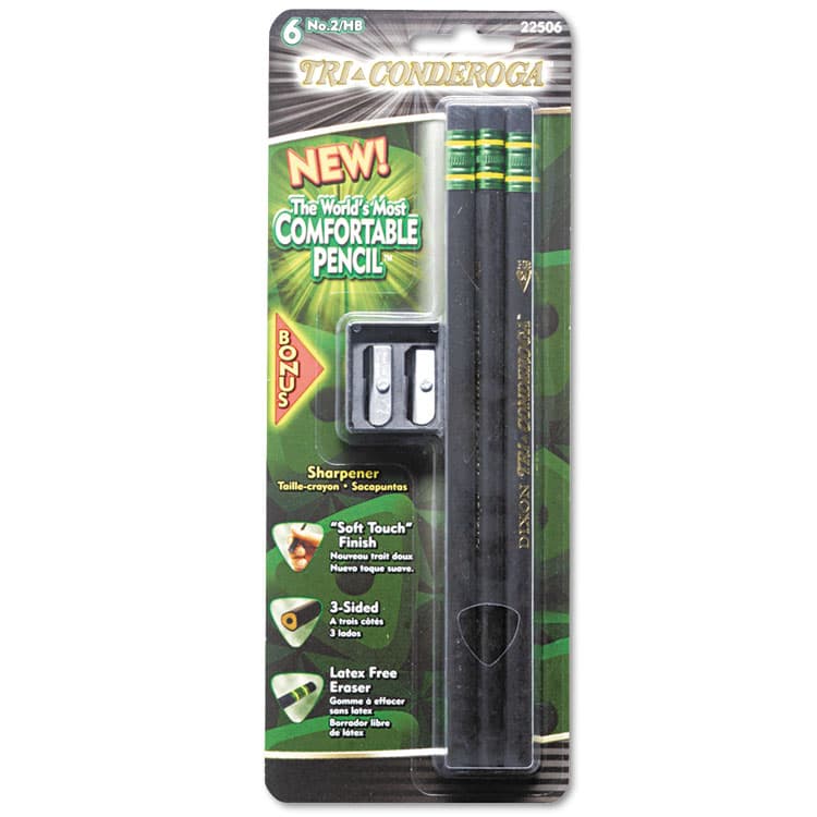 DIXON TICONDEROGA CO. Tri-Conderoga Triangular #2 Woodcase Oversized Pencil, HB (#2), Black Lead, Yellow Barrel, 3/Pack (DIX22506) thumbnail 2