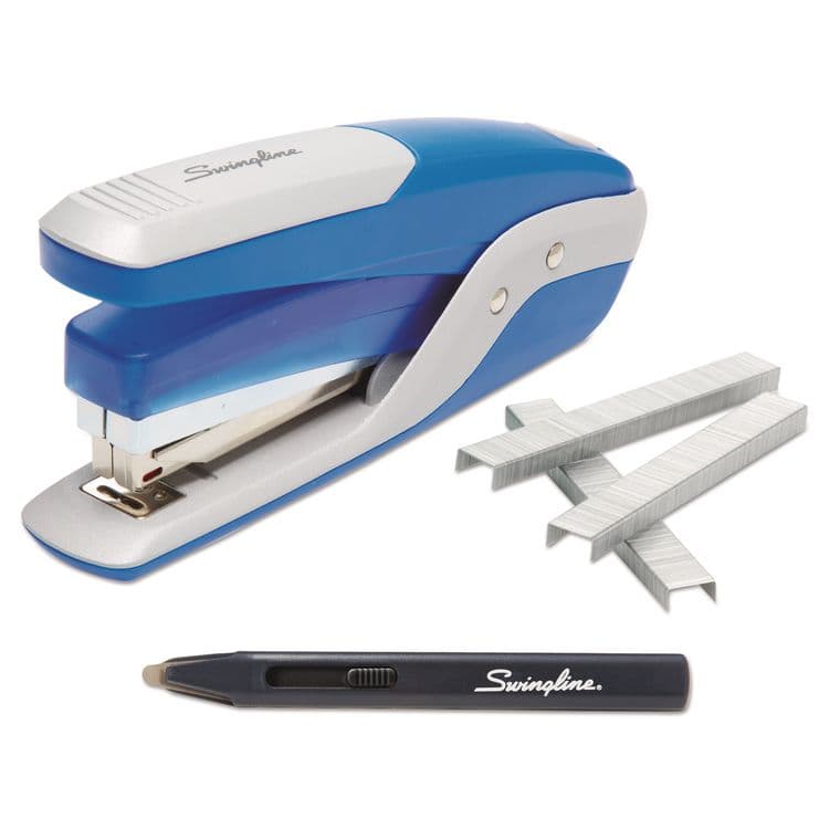 ACCO BRANDS, . Quick Touch Stapler Value Pack, 28-Sheet Capacity, Blue/Silver (SWI64584)