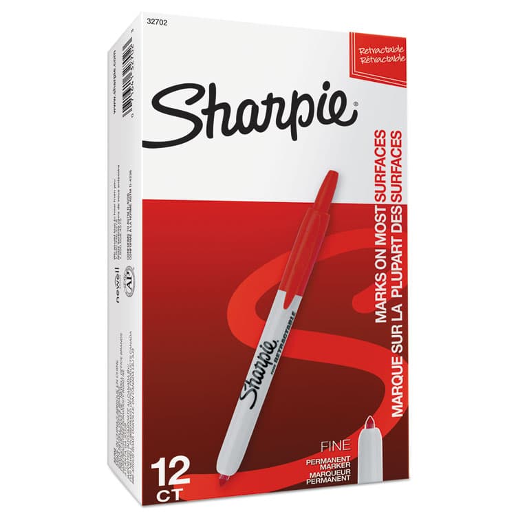 SANFORD Retractable Permanent Marker, Fine Bullet Tip, Red (SAN32702) thumbnail 4