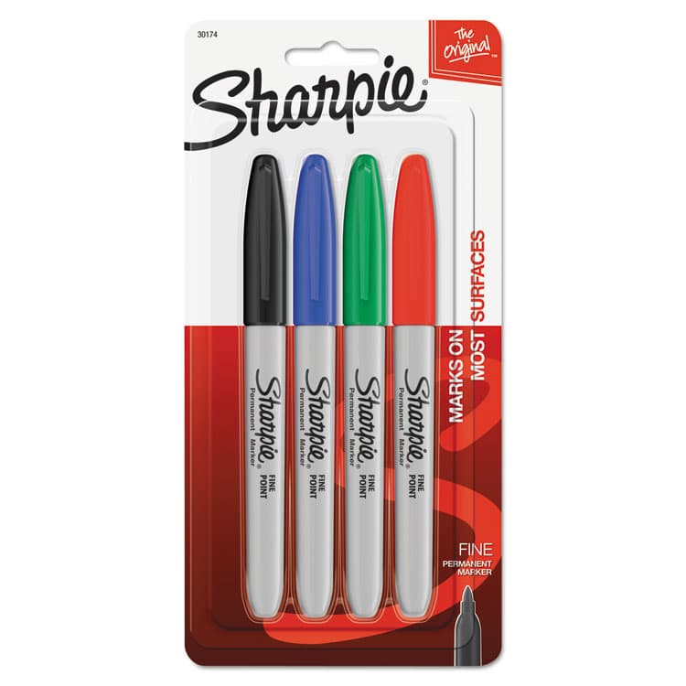 SANFORD Fine Tip Permanent Marker, Fine Bullet Tip, Assorted Colors, 4/Set (SAN30174PP)