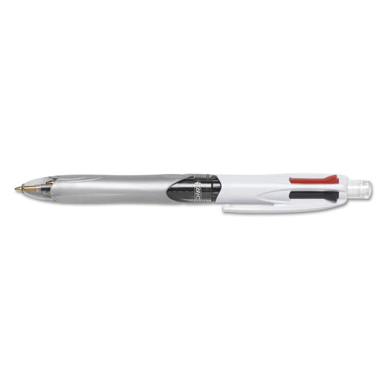 BIC CORP. 4-Color 3 + 1 Ballpoint Pen/Pencil, Retractable, Medium 1 mm Pen/0.7 mm Pencil, Black/Blue/Red Ink, Gray/White Barrel (BICMMLP1AST) thumbnail 3