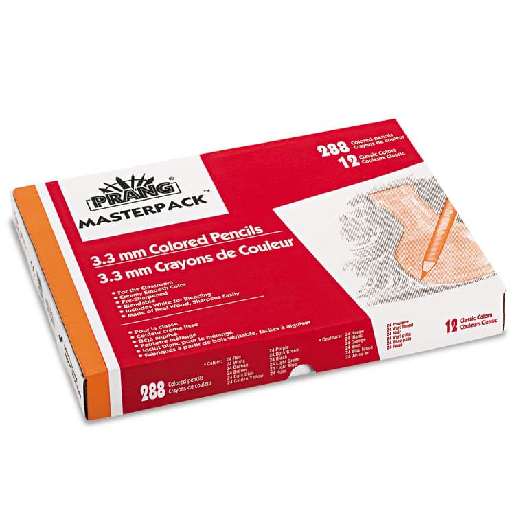 DIXON TICONDEROGA CO. Colored Pencil Set Master Pack, 3.3 mm, 2B, Assorted Lead and Barrel Colors, 288/Box (DIX82408)