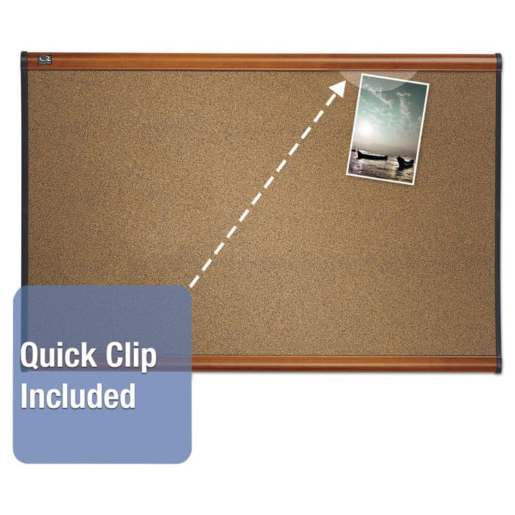 QUARTET MFG. Prestige Colored Cork Bulletin Board, 36" x 24", Brown Surface, Light Cherry Finished Fiberboard/Plastic Frame (QRTB243LC) thumbnail 2