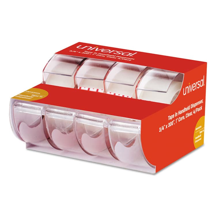 UNIVERSAL OFFICE PRODUCTS Invisible Tape with Handheld Dispenser, 1" Core, 0.75" x 25 ft, Clear, 4/Pack (UNV83504) thumbnail 2