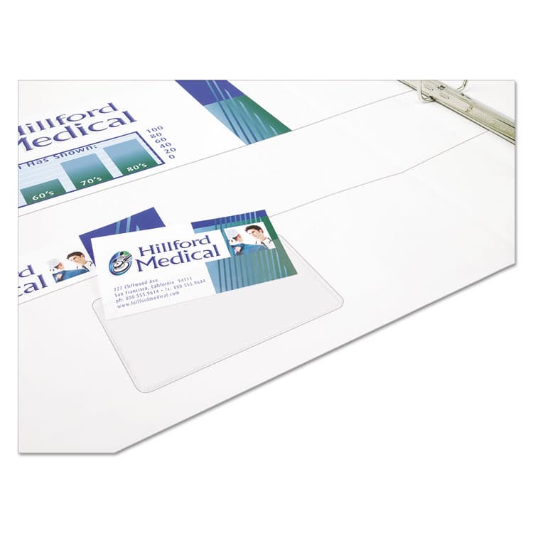AVERY PRODUCTS CORPORATION Self-Adhesive Top-Load Business Card Holders, Top Load, 3.5 x 2, Clear, 10/Pack (AVE73720) thumbnail 4