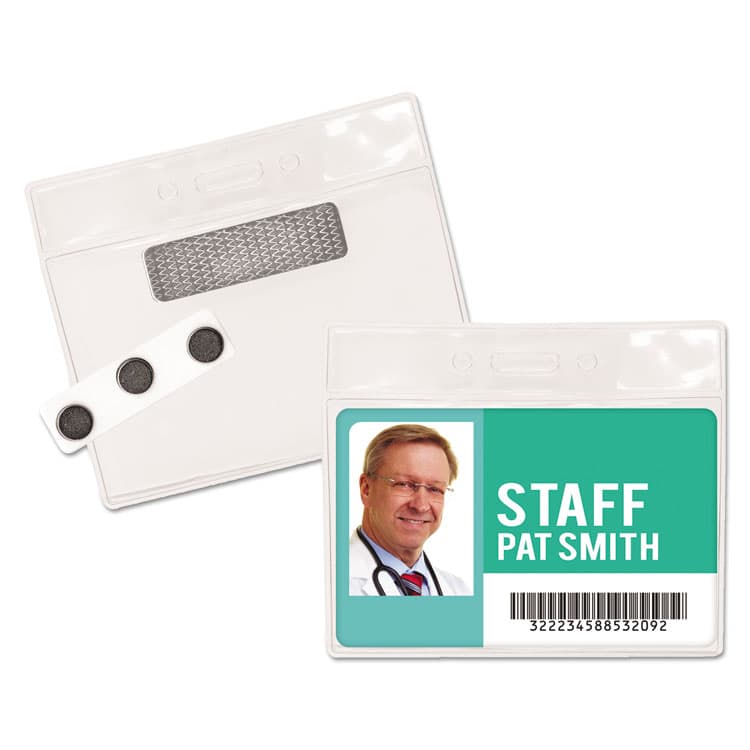 ADVANTUS CORPORATION Magnetic-Style Name Badge Kits, Horizontal, Clear 4.5" x 3.25" Holder, 4.13" x 3" Insert, 20/Pack (AVT97071)